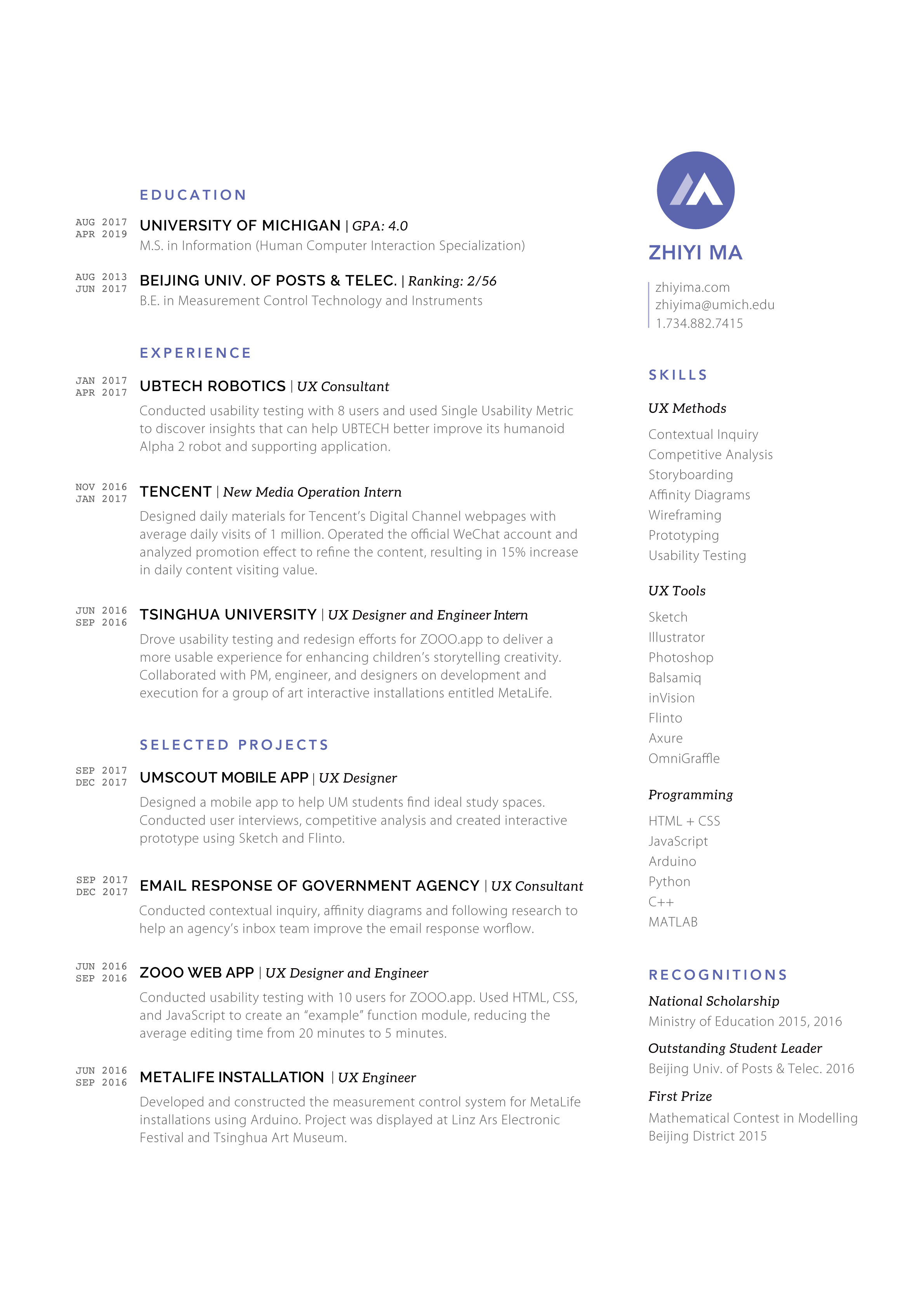 Resume of Zhiyi